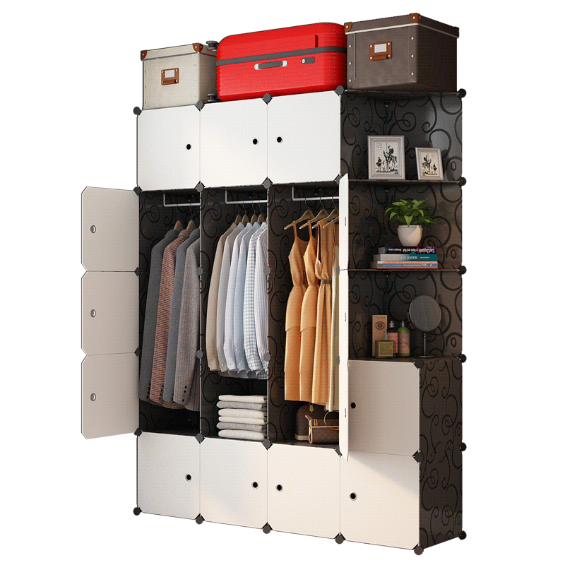 蔻丝 简易衣柜成人加固钢筋加粗防潮防尘储物收纳 【宽111高157CM-带柜脚】2挂6格(特购