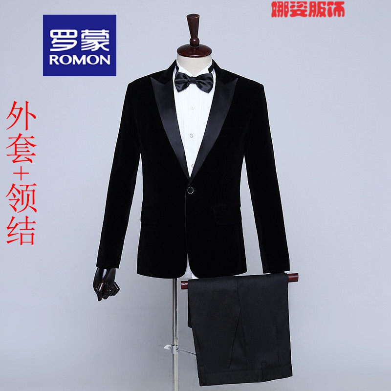 图美其定制绒面西装外套男士合唱服装影楼西服演出服套装修身主持人
