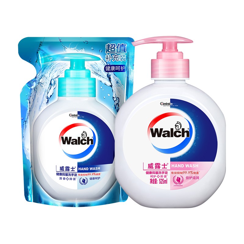 京喜app、有券的上：Walch 威露士 洗手液套装 (倍护滋润525ml+健康呵护补充装525ml)