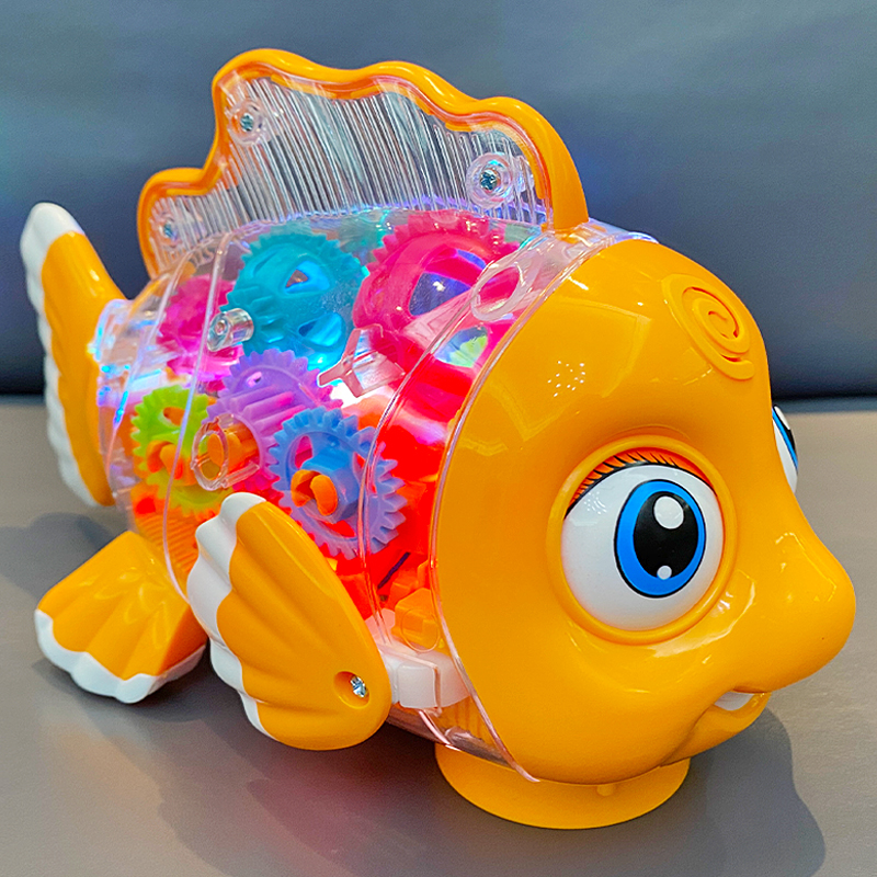 羽凡鸟 儿童透明齿轮鱼电动变速摇摆鱼玩具声光炫彩灯光万向爬行动物 透明齿轮摇摆鱼（充电版）怎么看?
