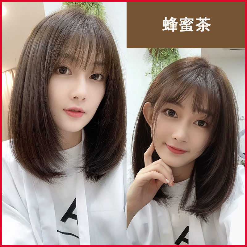 齐肩短发图片女2021,2021齐肩短发不烫 蜂蜜茶(无需褪色)发廊专用染料 二盒装齐肩短发(网红同款)