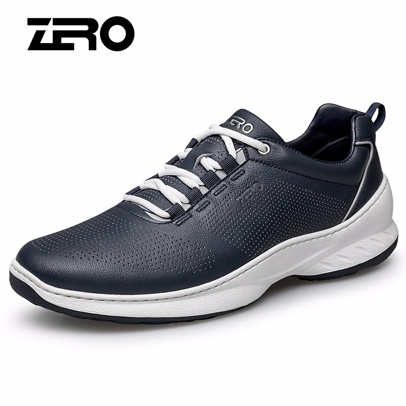 皮鞋子男头层牛皮系带户外运动跑步礼品鞋 雅韵蓝 38码【皮鞋尺码】