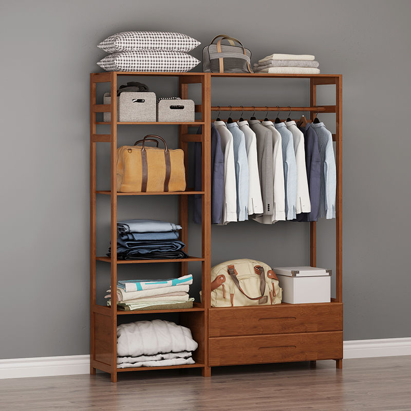 悌醒成品衣柜挂衣柜推拉一米衣柜简约现代单双人组装楠竹衣柜卧室分层