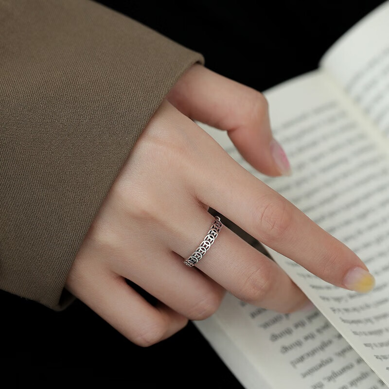 苏十六925银复古铜钱戒指女小众食指戒转运招财指环生日礼物送女友闺蜜 铜钱戒指【活口可调节】