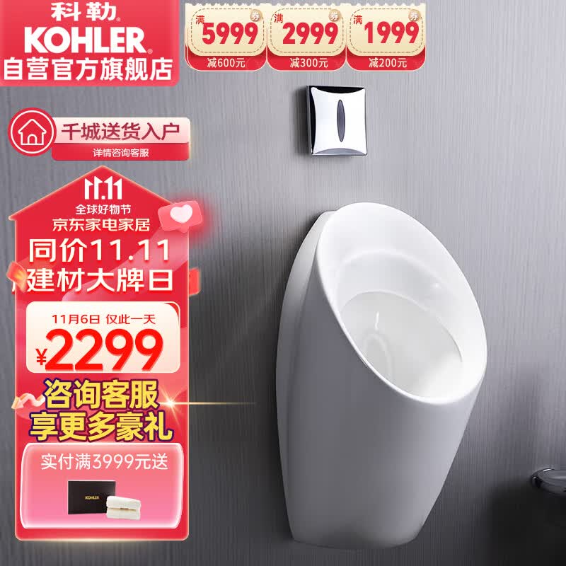 科勒（KOHLER）小便器直流电源套餐壁挂式小便斗卫浴小便斗18645T+直流电电源盒怎么看?