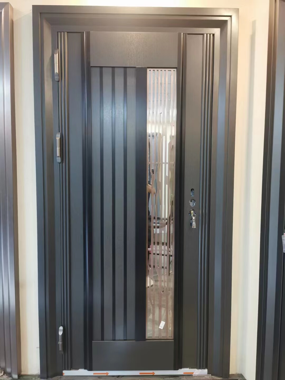 奔新农新款不锈钢门单门防盗入户韩式门安全透气通风进户门中门加厚