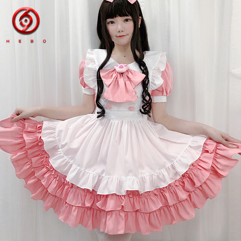 万圣节萝莉女仆装可爱公主cosplay服lolita全套爱丽丝软妹女 粉红色 l