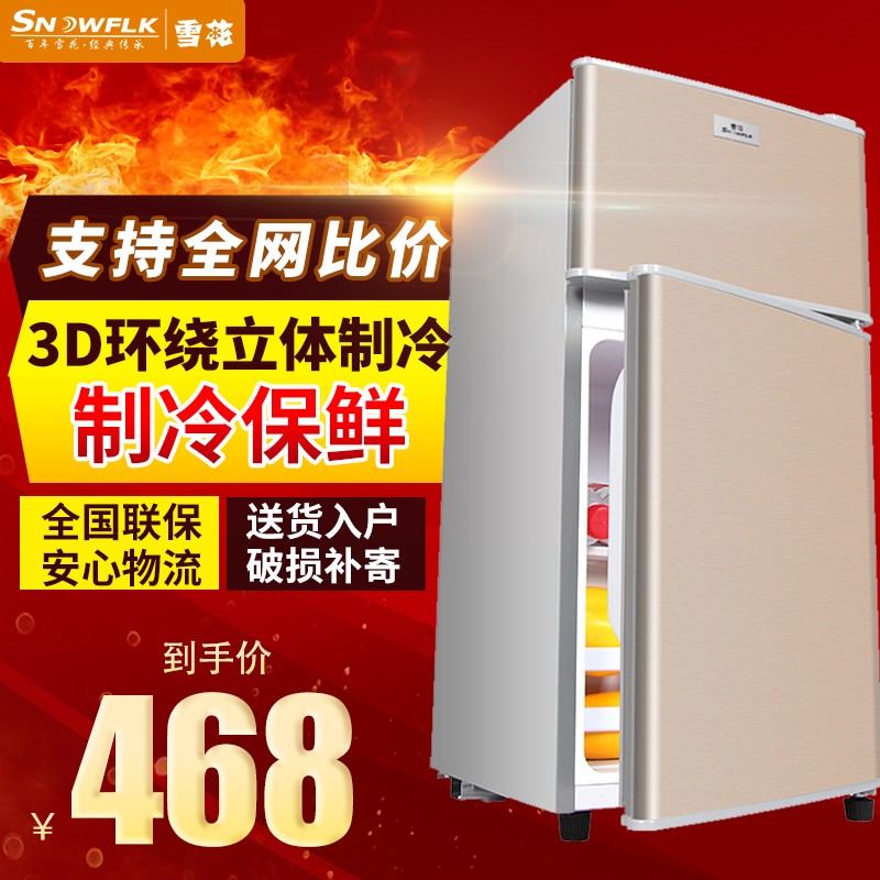 【送货入户】雪花（SNOWFLK）小型电冰箱自营家用静音节能迷你小冰箱 家用性价款 BCD-58A126【时尚金】