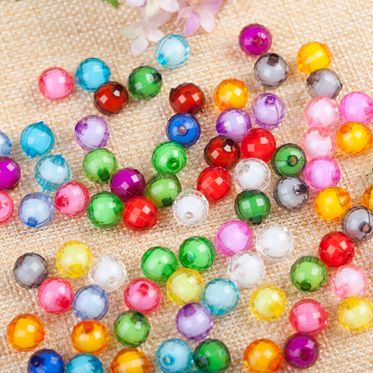 6mm珠中珠串珠小号地球珠切面亚克力diy手工饰品配件内彩手缝散珠 混色约2100颗