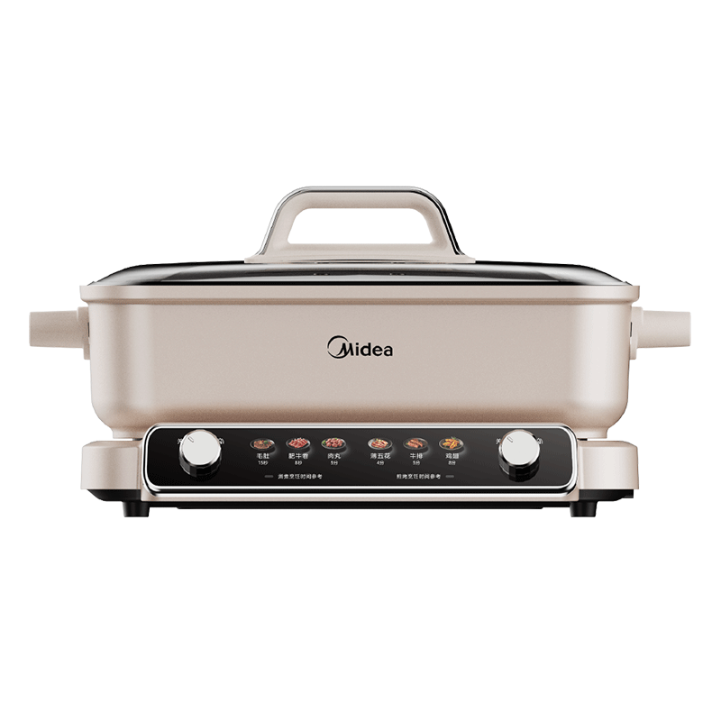 美的（Midea）火锅专用锅 电火锅 鸳鸯锅 5分钟分区速沸8L分体式0氟钛陶多功能锅电煮锅火锅锅HGS352866