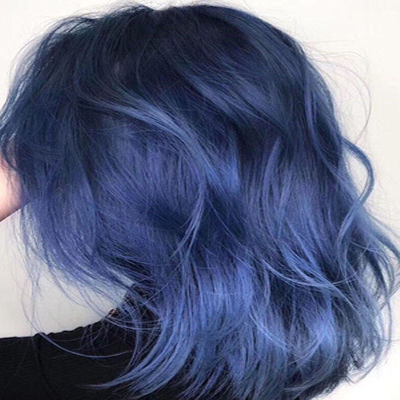 雾蓝色染发剂2021流行色蓝黑色雾霾蓝色染膏可乐蓝染膏潮色自己染 雾