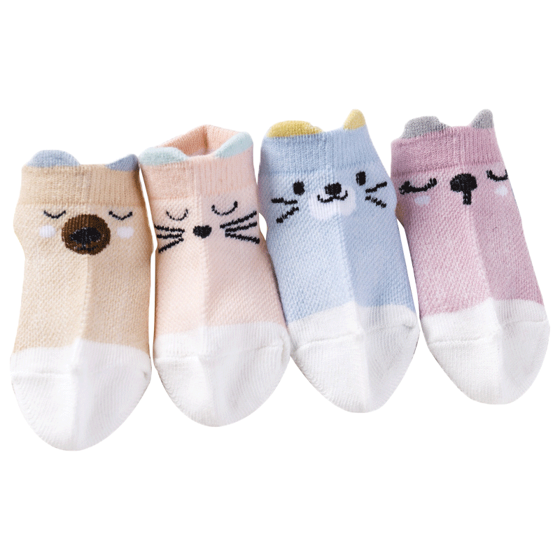 哎壹豆（aiyidou）新生婴儿袜子夏季薄款棉袜春夏宝宝儿童0-1岁6个月男童网眼袜L-1