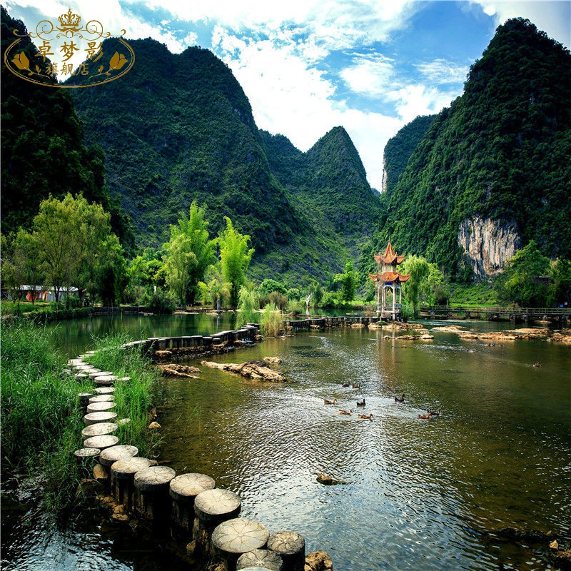 背景墙主播直播背景布快手才艺表演背景墙3d风景外景山水网红抖音背景