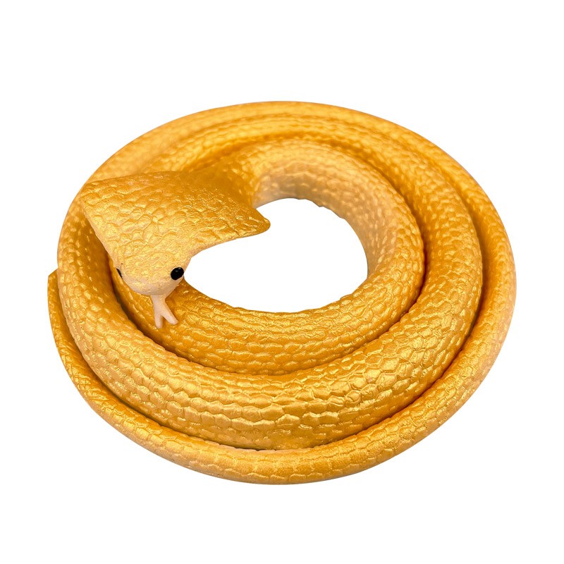 儿童仿真眼镜蛇小玩具恶搞整蛊道具男孩软胶假蛇动物模型 金色眼镜蛇