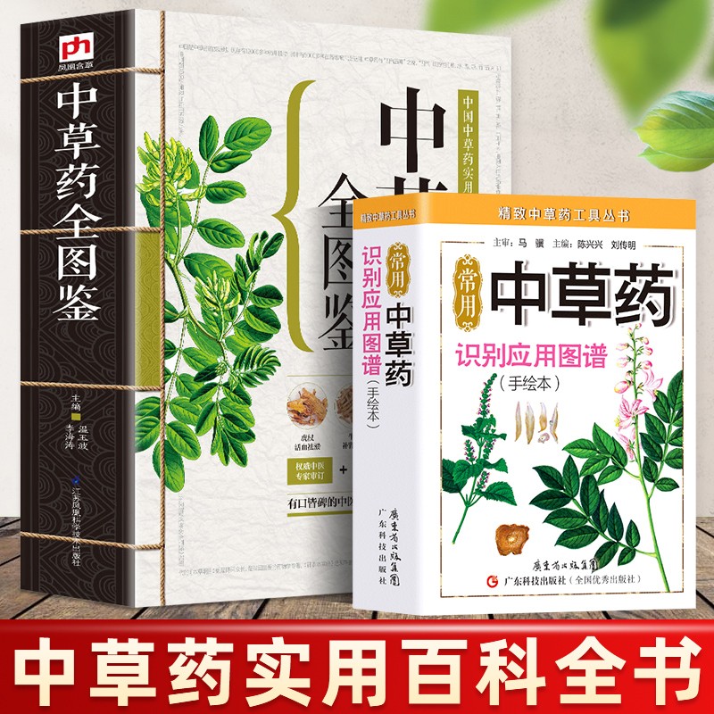 2册中草药全图鉴+常用中草药识别应用图谱全彩草药实图拍摄中草药大全中医书中医养生速查全图解中草药书中药书籍