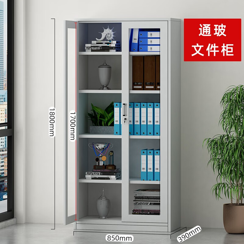 中伟北京办公文件柜铁皮柜档案柜资料柜凭证柜员工更衣柜储物柜 对开通玻柜 0.8mm