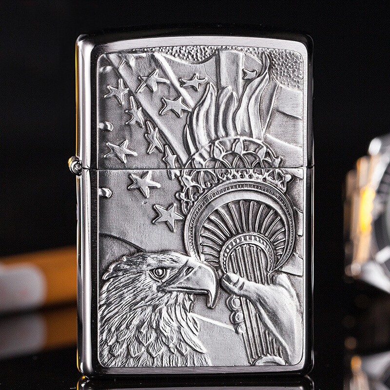 zippo美国之宝防风打火机拉丝贴章鹰自由火炬鹰20895胜利之鹰男礼物