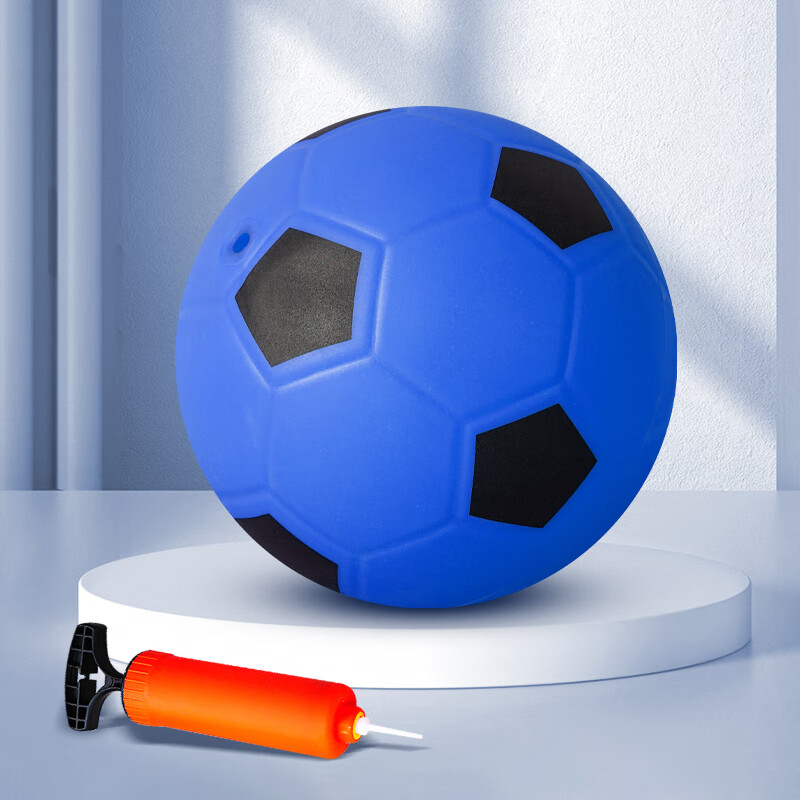 儿童充气弹力玩具球幼儿拍拍球小皮球篮球加厚小足球 蓝色18cm贈打