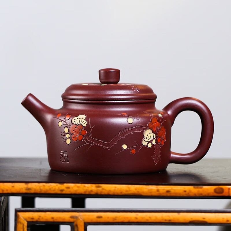 徐霞原矿紫朱泥功夫茶具泡茶单壶小容量 150ml 徐霞紫朱泥梅花德钟壶