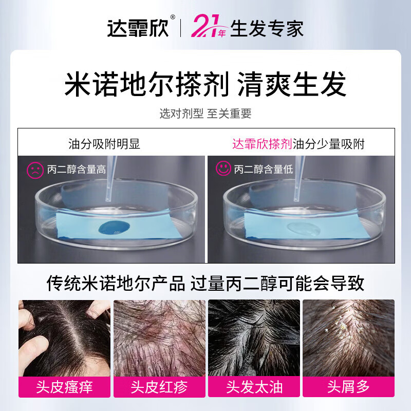 达霏欣 米诺地尔酊搽剂5%浓度60ml 生发液生发凝胶喷雾治疗脱发斑秃育发生发 60ml米诺地儿5%浓度+300ml防脱育发洗发水