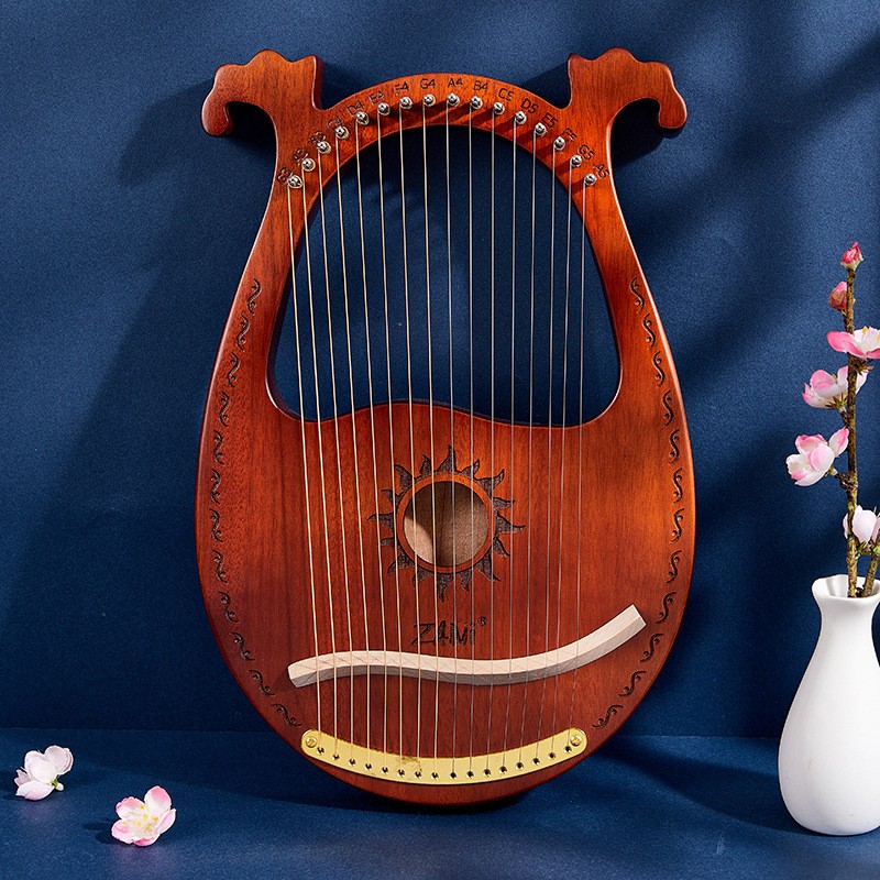 zani莱雅琴小竖琴乐器初学者简单易学便携式小型里拉琴箜篌 16弦太阳神古典箱式-咖啡色