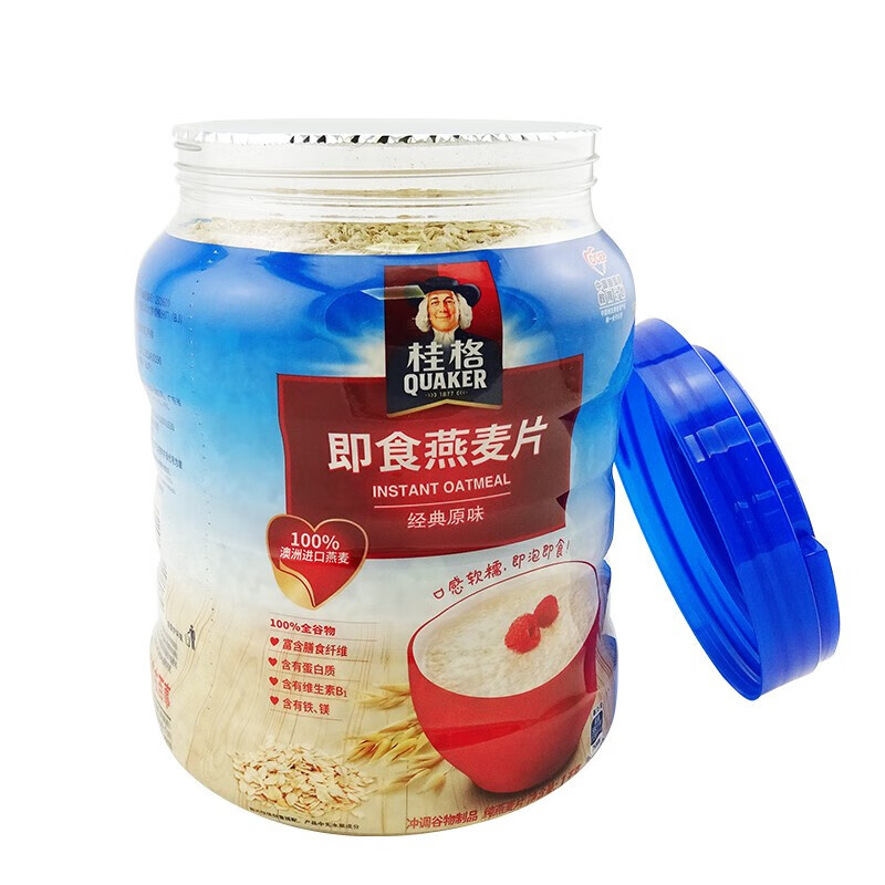 桂格（QUAKER） 桂格 即食燕麦片 经典原味 1000g 罐装 粗粮谷物学生冲饮