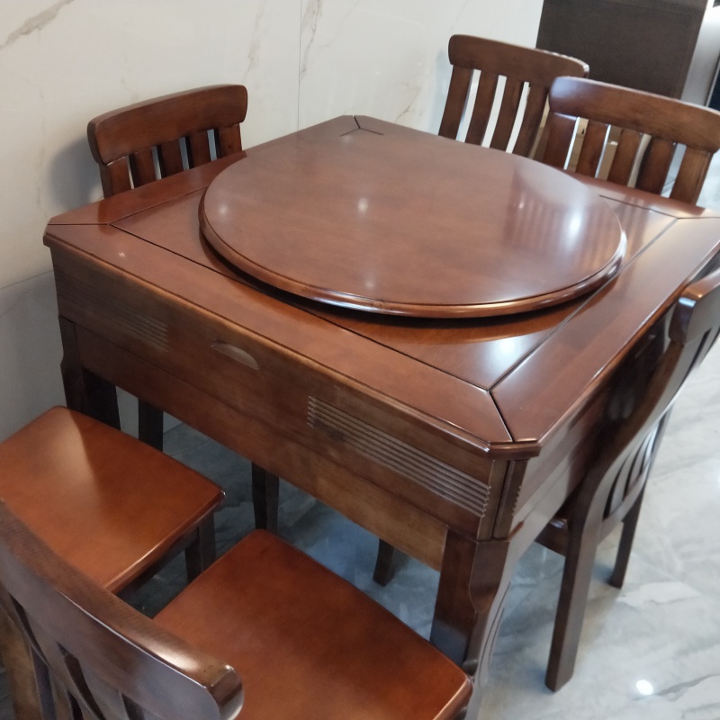 正方形桌子 新中式明清仿古商用餐桌餐椅中式八家具 柚木色单桌 到楼