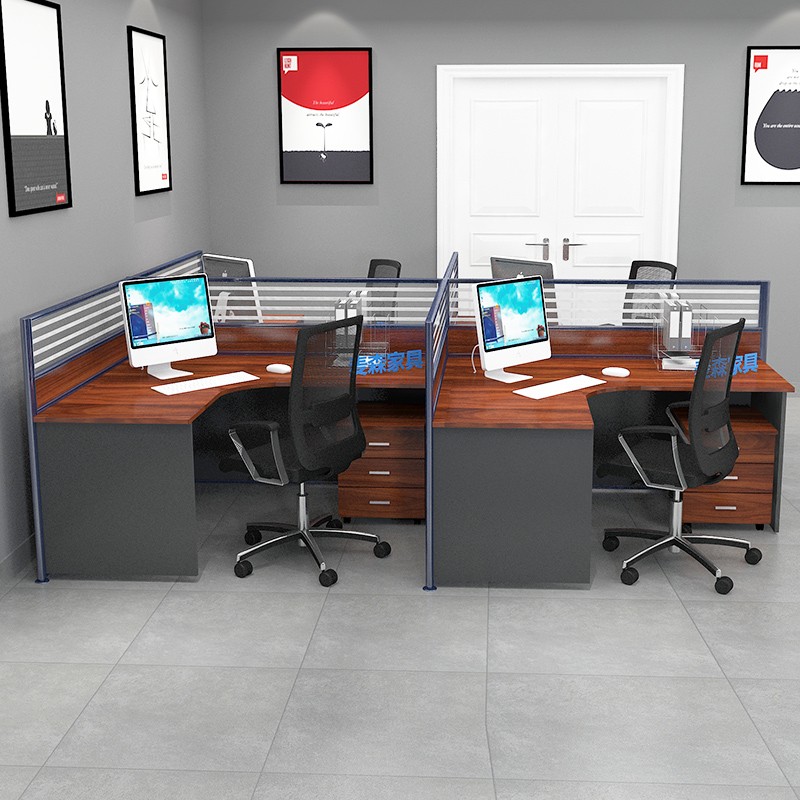 麦森 屏风工位 四人干字型职员隔断办公桌 办公家具组合工位 1.