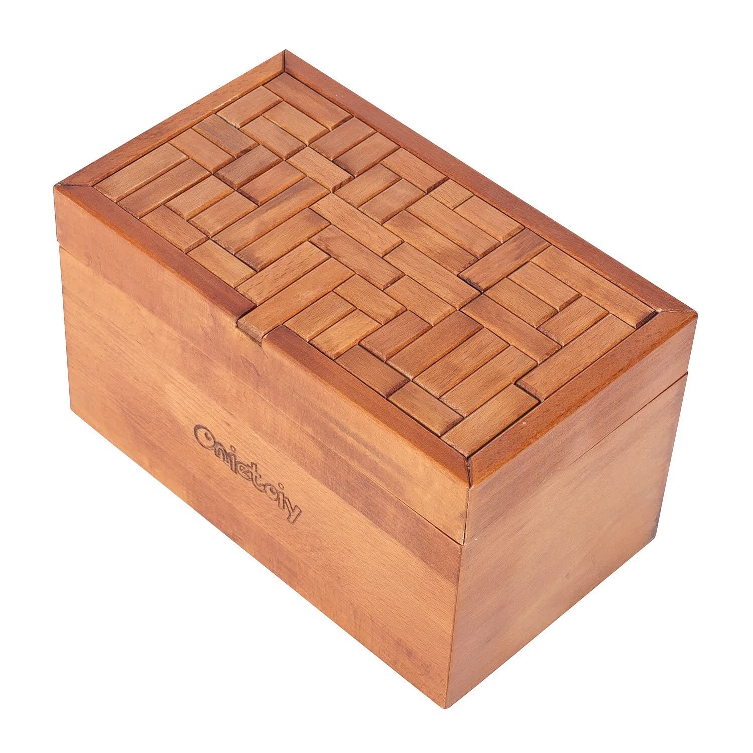 onietoiy出口美国大尺寸榉木密码解锁机关盒益智鲁班锁收纳盒玩具 浅