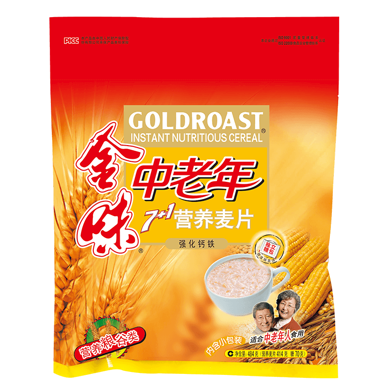 GOLDROAST 金味 7+1中老年人强化钙铁 营养麦片早餐即食 送礼送长辈 484g