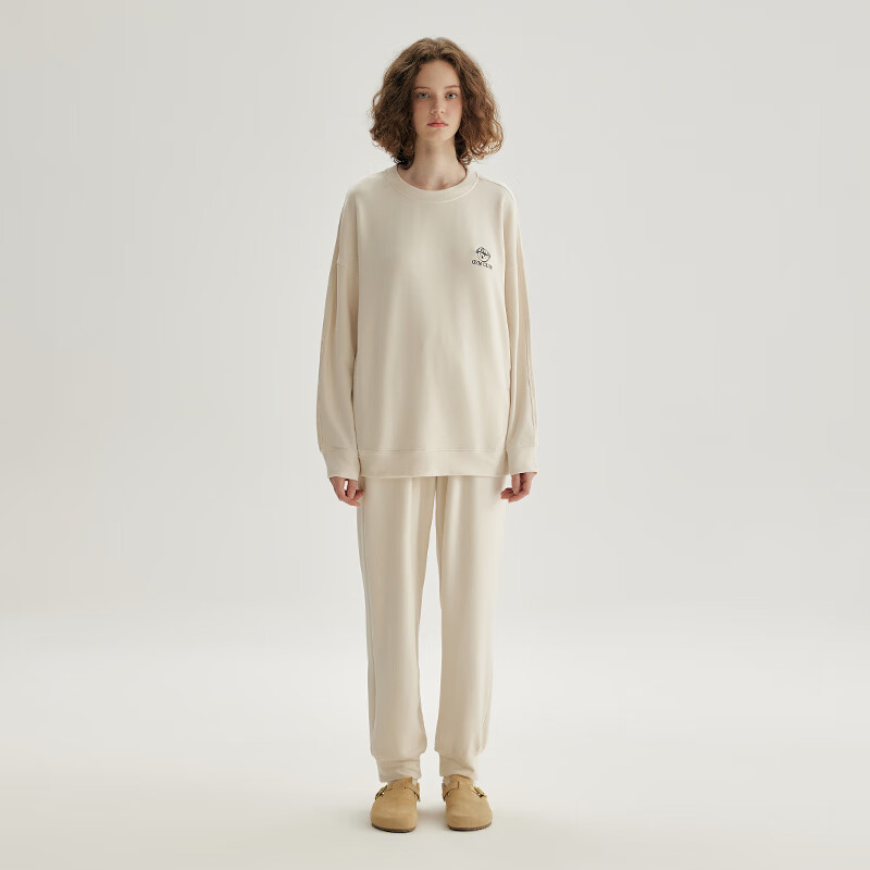 Teenie Weenie小熊睡衣女长袖套装2024新款高级感秋冬季女士家居服 白玉色（女款） L