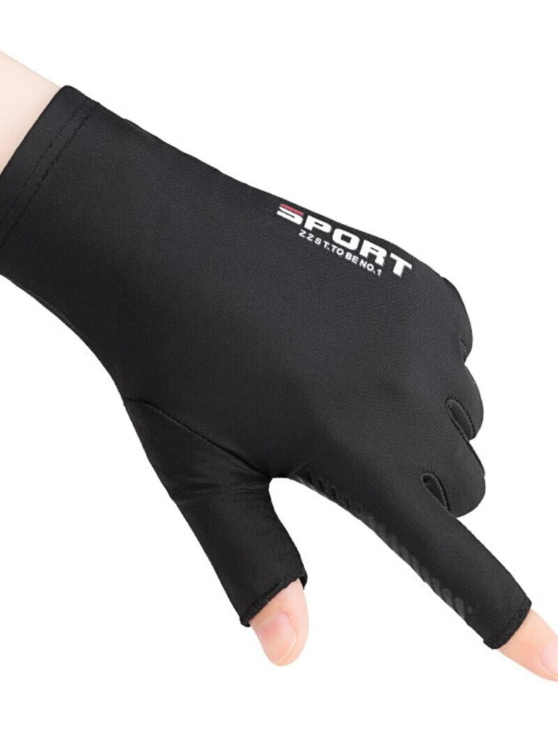 男士马拉松跑步手套秋冬季保暖防滑露指弹力开车专业写字绘画触屏 男士黑色薄绒款触屏全指 均码