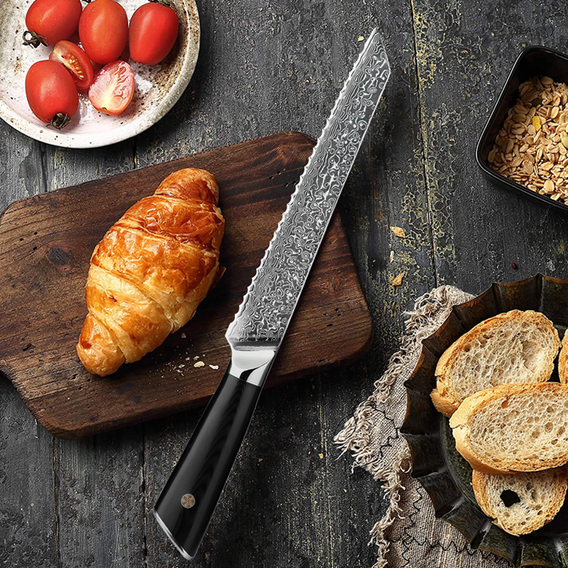 达刃面包刀大马士革家用厨房烘焙工具不易掉渣锯齿刀