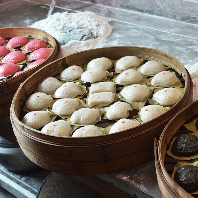 虎钢馋寿桃籺白色绿豆花生馅咸味茂名高州糍粑10个真空包装农家特产