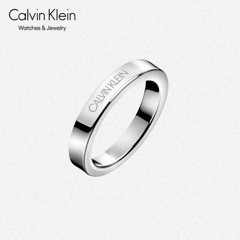 CK卡文克莱（Calvin Klein） 情侣戒指男女 银色素圈戒指潮流CK对戒 女友礼物 #7 7号KJ06MR000107