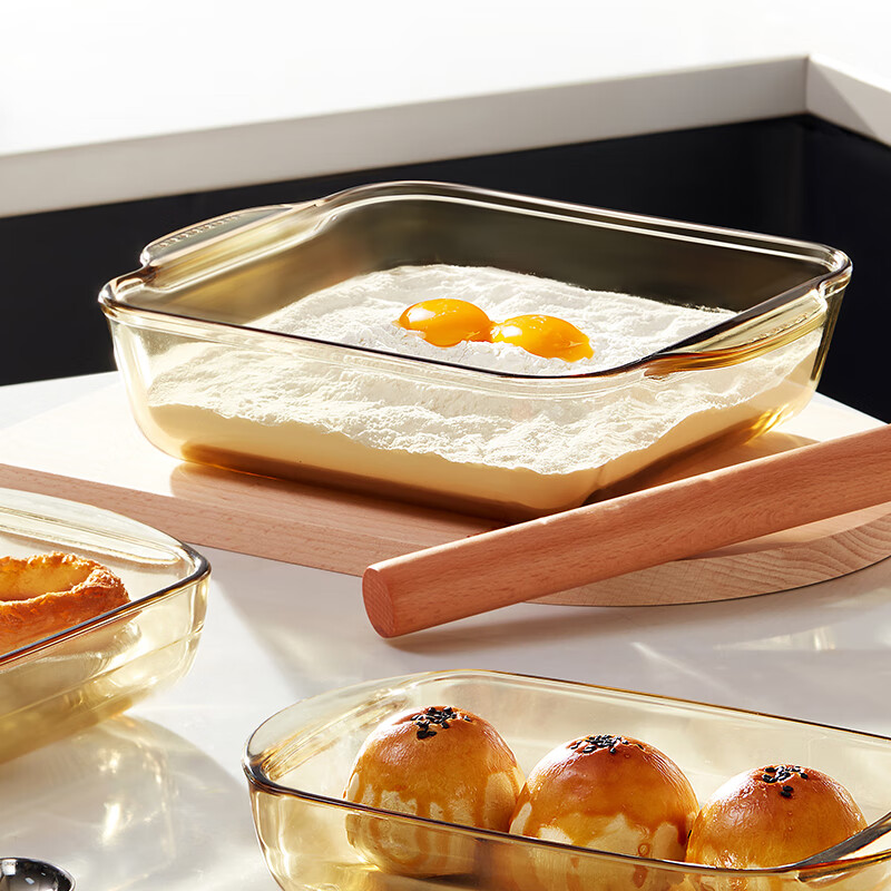 康宁餐具 耐热玻璃烤盘烘焙盘子 可进微波炉烤箱餐盘鱼盘饺子盘餐具 2L玻璃烤盘