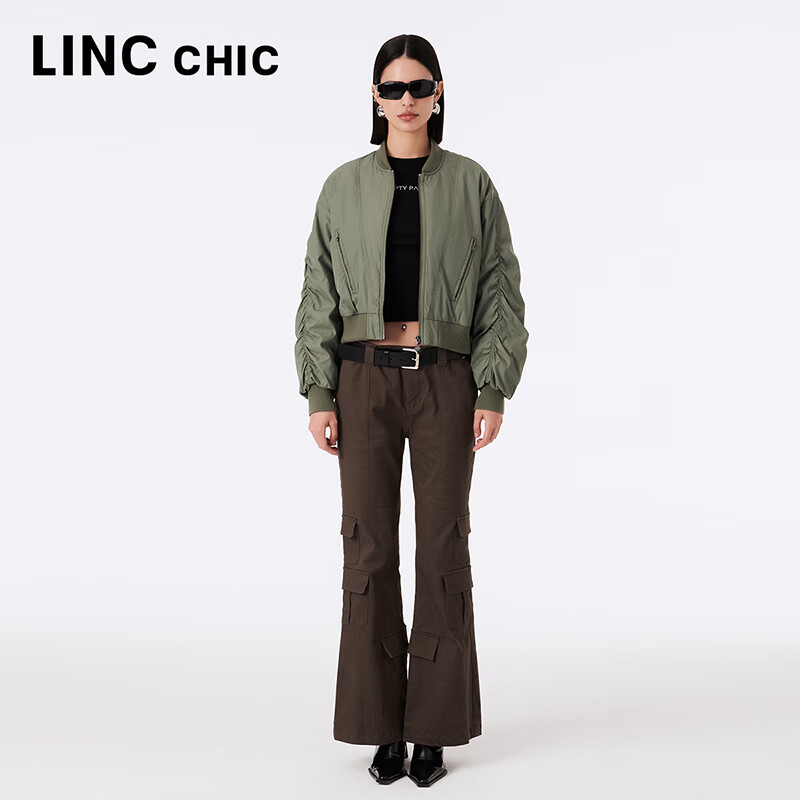 金羽杰春秋冬季新款城市户外轻薄羽绒服女士短款立领外套夹克Y23301009 沙丘绿 M 适合130斤以下