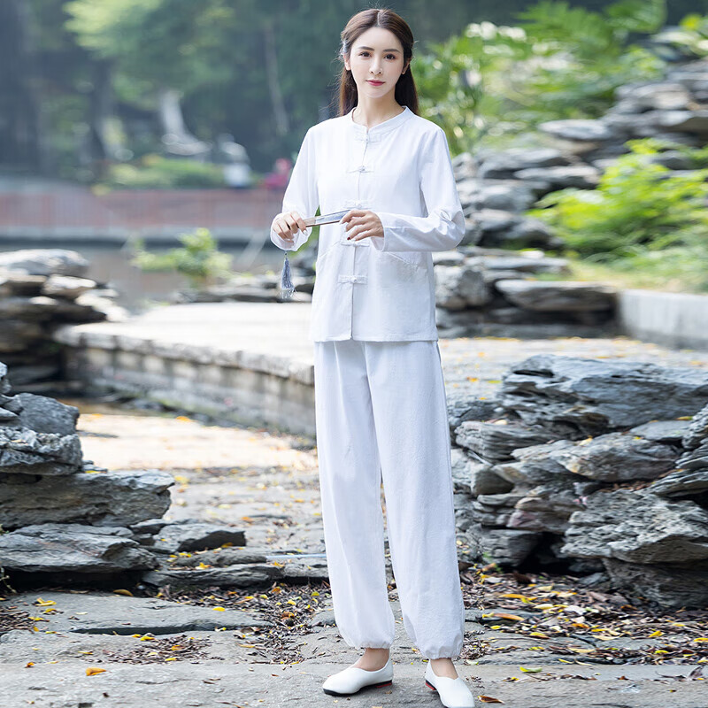 liscn中国风中式佛系禅服禅意女装春秋棉麻衣服套装居士禅修瑜伽太极