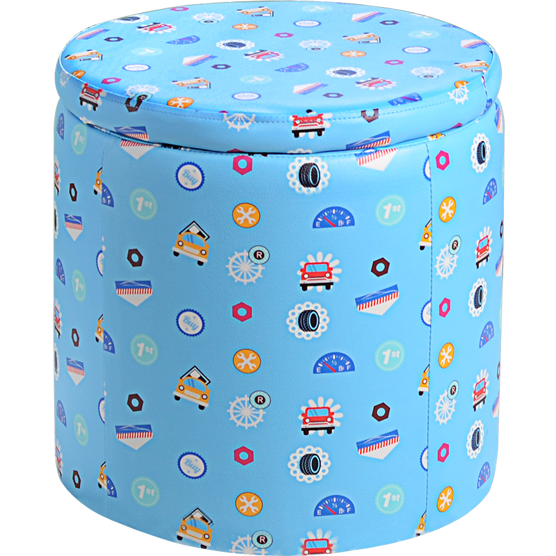 dgbaobei小凳子家用皮艺储物换鞋凳创意圆凳客厅儿童凳懒人沙发茶几矮凳 宝宝凳子 蓝色储物凳