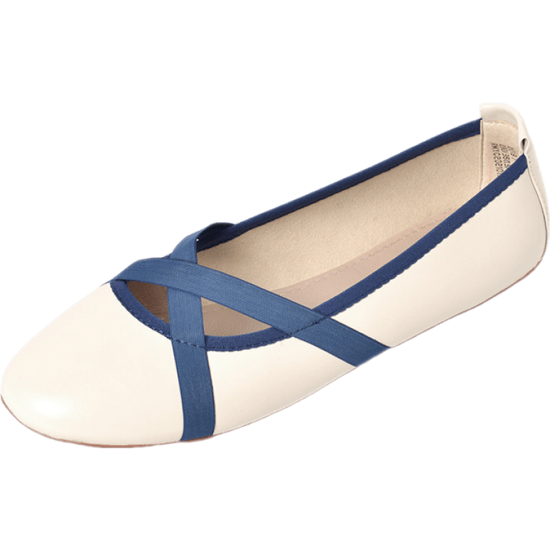 reemoor睿慕2026夏季新款交叉綁帶蛋卷單鞋女圓頭氣質(zhì)平底鞋舒適女鞋 藍(lán)色 38