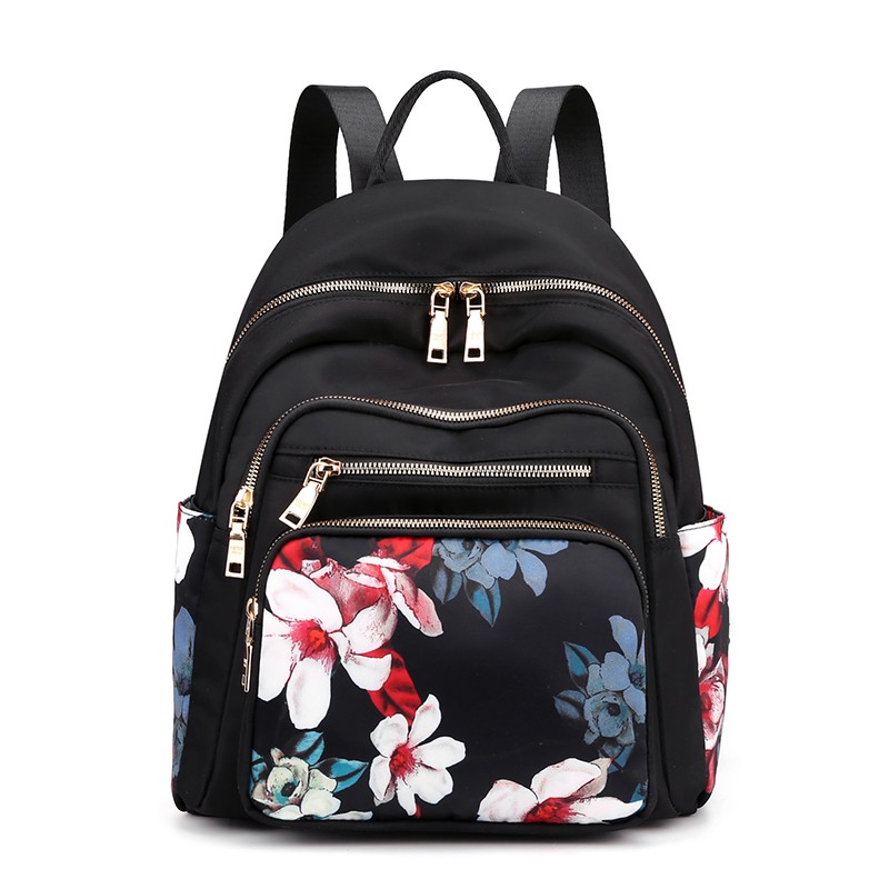 特品牌 新款尼龙多层双肩包女新款韩版百搭时尚牛津布中年女士 百合花