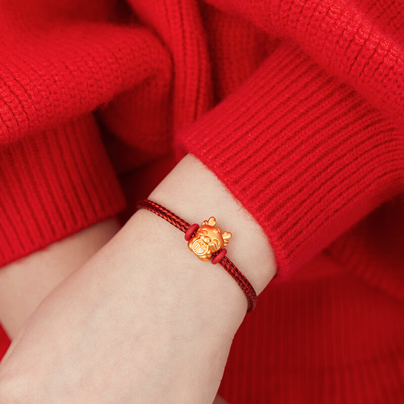 景幸福 马年十二生肖马本命年手链新中式国潮编织红手绳送女友生日礼物 福龙手链（黑绳）【顺丰空运】