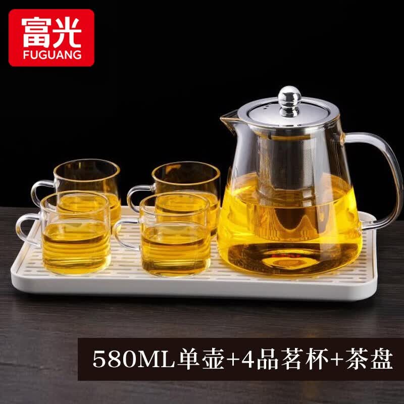 富光 茶壶茶水分离玻璃泡茶壶煮茶耐高温带滤网飘逸杯功夫茶茶具 580ml+4杯+沥水盘高性价比高么？