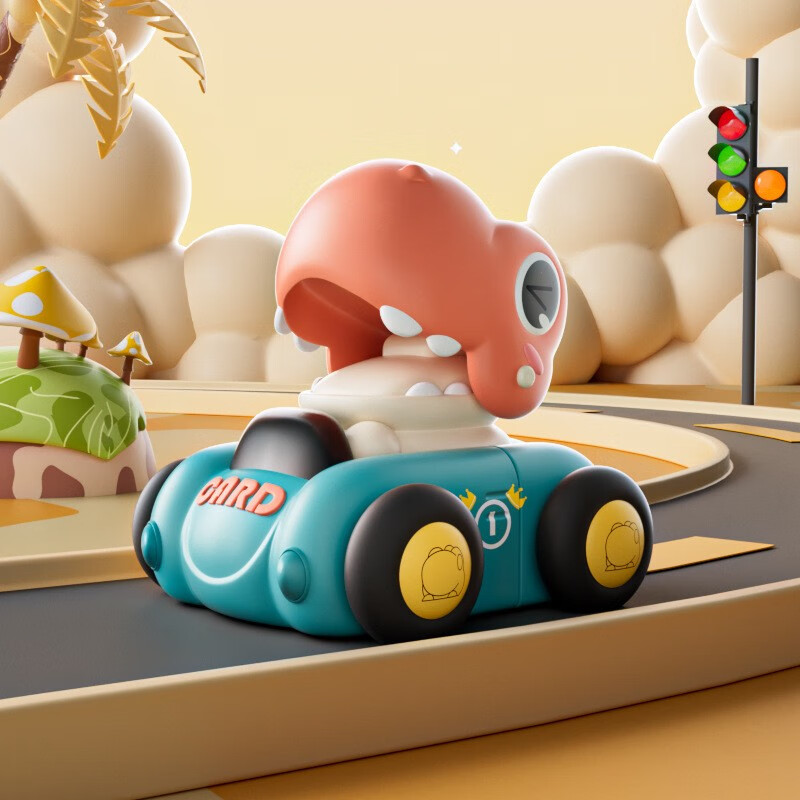 in)儿童幼儿园礼物萌趣卡通按压小恐龙玩具车小礼品 按压恐龙赛车款