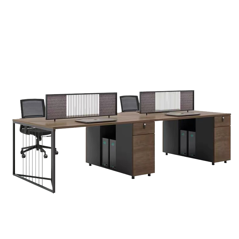 百媛办公桌椅组合简约现代 2/4/6四人位职员电脑桌工位新中式工业风办公家具 双人位(包安装)