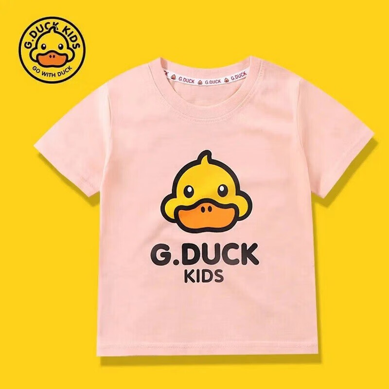 G.DUCKKIDS小黄鸭夏季儿童纯棉T恤男女童短袖薄款上衣童装宝宝夏装 DUCK【T恤】粉色小鸭儿 110cm