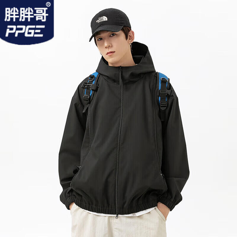 胖胖哥户外潮牌外套女机能风工装设计感山系连帽防风登山服春秋夹克男
