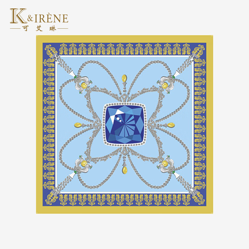 可艾琳(k&irene)legendes传奇大方巾桑蚕丝海马龙方形宝石围巾丝巾送