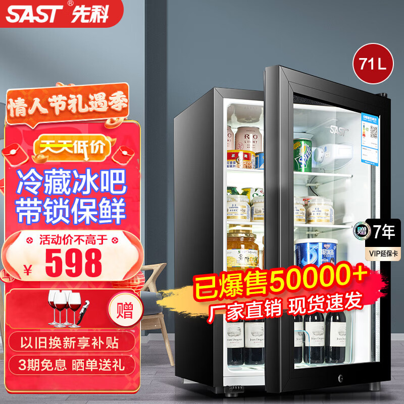 先科（SAST）冰吧恒温欧式红酒柜 电冰箱宾馆商用冰柜家用单