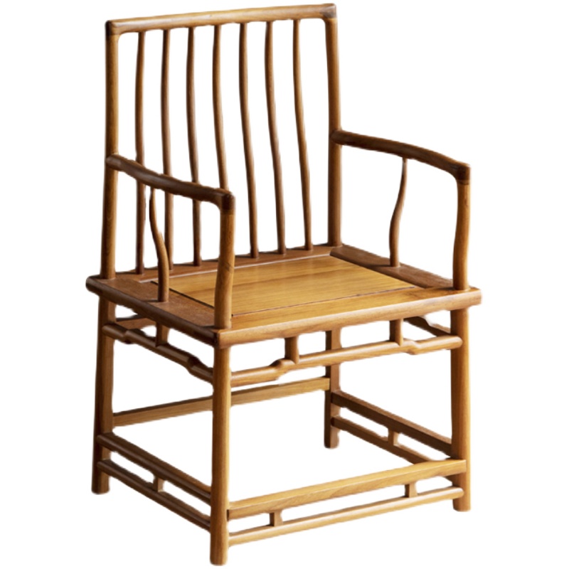 老榆木圈椅太师椅新中式黑胡桃木官帽椅禅意客厅茶椅仿古椅子 老榆木